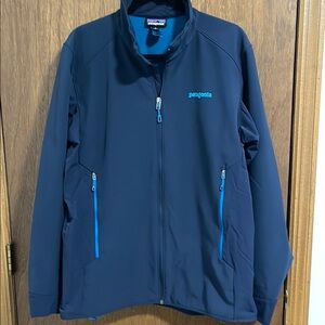 Mens Patagonia Blue Adze hybrid performance jacket. Navy